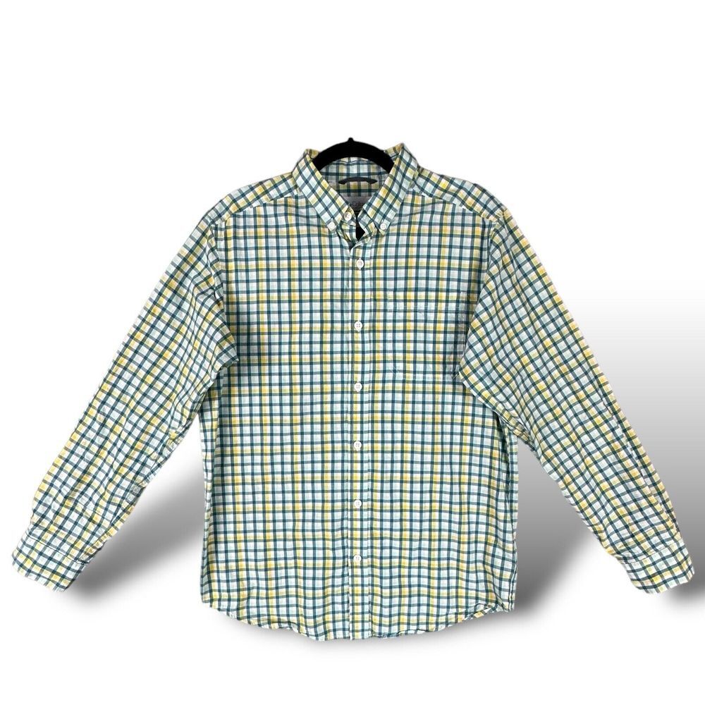 Columbia Mens SM Blue Pastel Check Long Sleeve Button Down Shirt 100% Cotton EUC